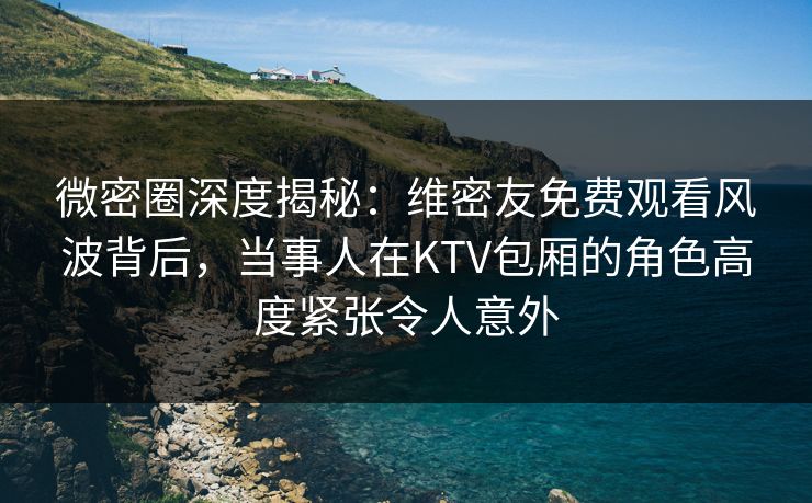 微密圈深度揭秘：维密友免费观看风波背后，当事人在KTV包厢的角色高度紧张令人意外