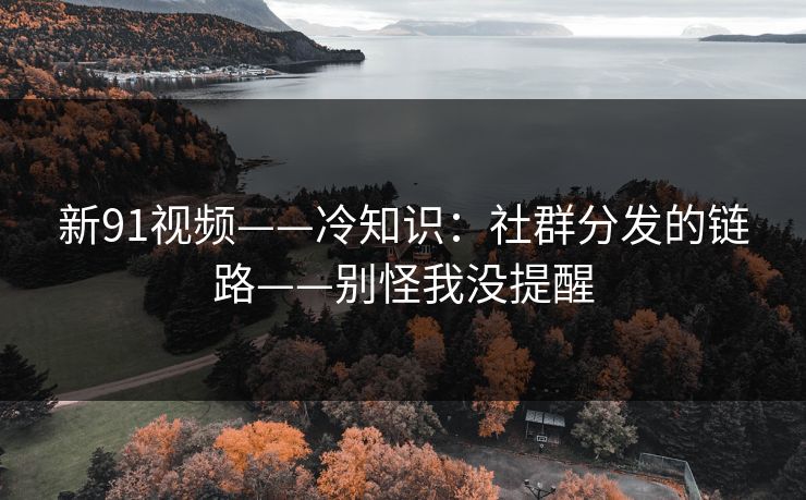 新91视频——冷知识：社群分发的链路——别怪我没提醒